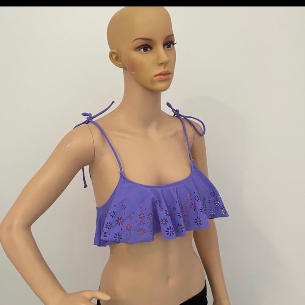 Pink Victoria’s Secret Purple Ruffle Floral Cutout Bikini Top